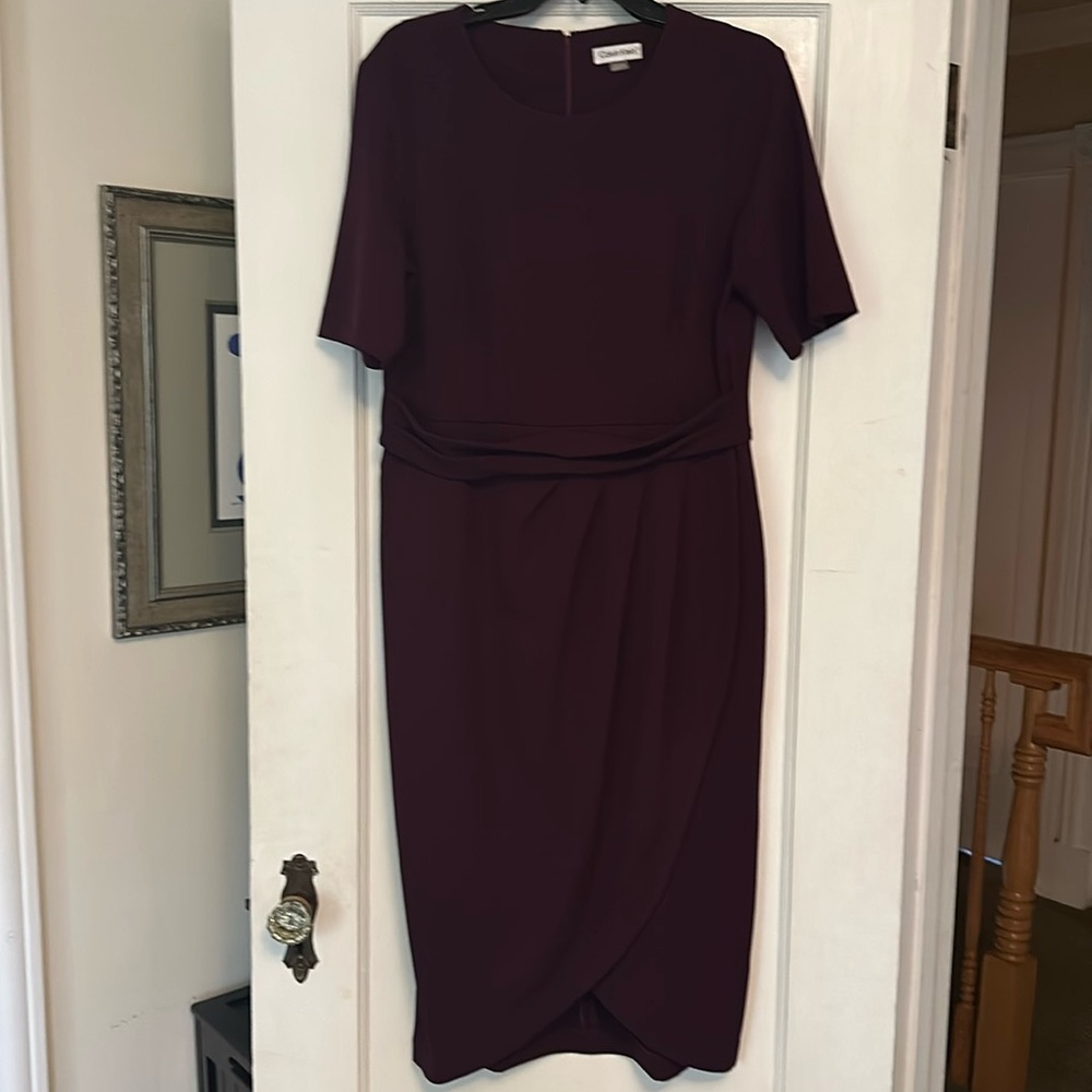 Dark purple work dress.